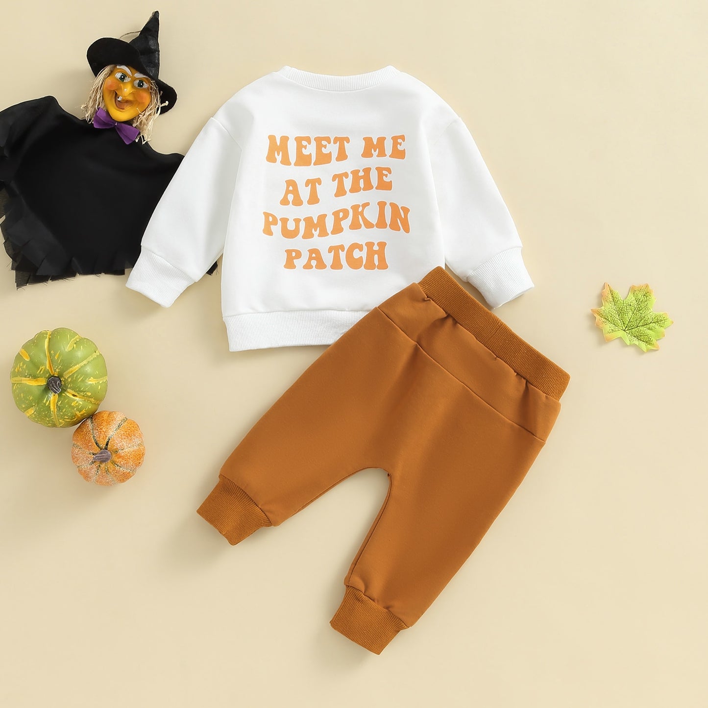 Children's pumpkin set with brown pants