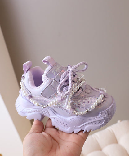 Children's sneakers with glitter and pearls