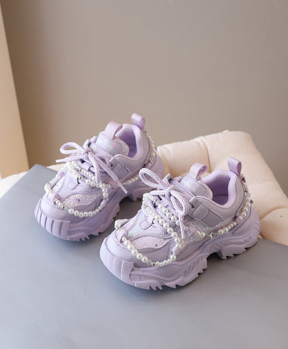 Children's sneakers with glitter and pearls