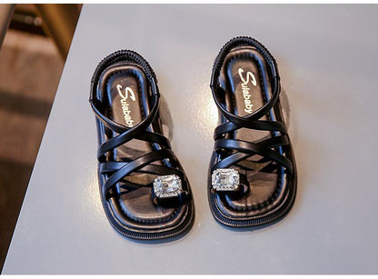 Children's sandal braided with shiny stone