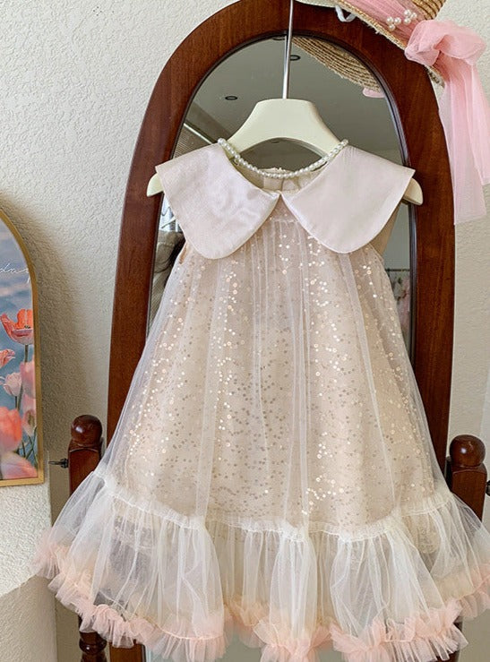 Children's Dress with Collar and Glitter