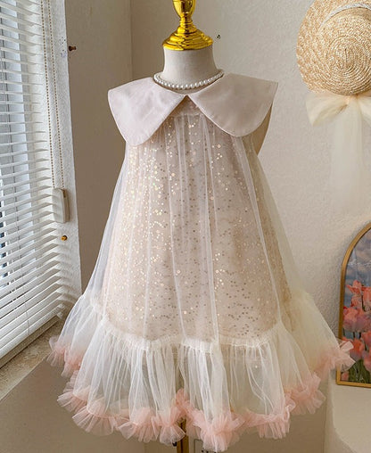 Children's Dress with Collar and Glitter