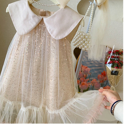 Children's Dress with Collar and Glitter