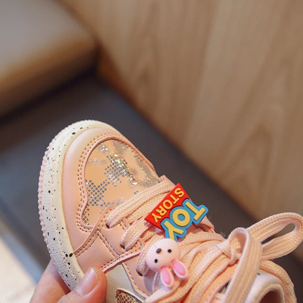 Children's toy sneakers with glitter