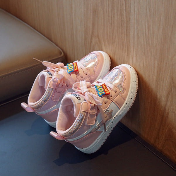 Children's toy sneakers with glitter