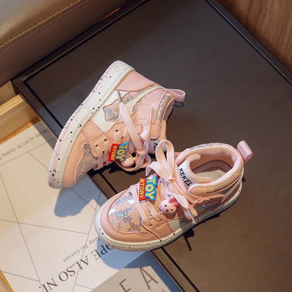 Children's toy sneakers with glitter