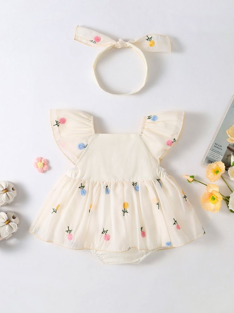 Women's Children's Bodysuit with Little Flowers + Sash