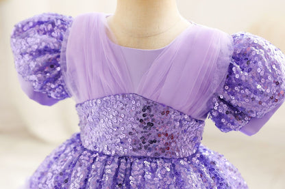 Children's party dress with shiny sequins