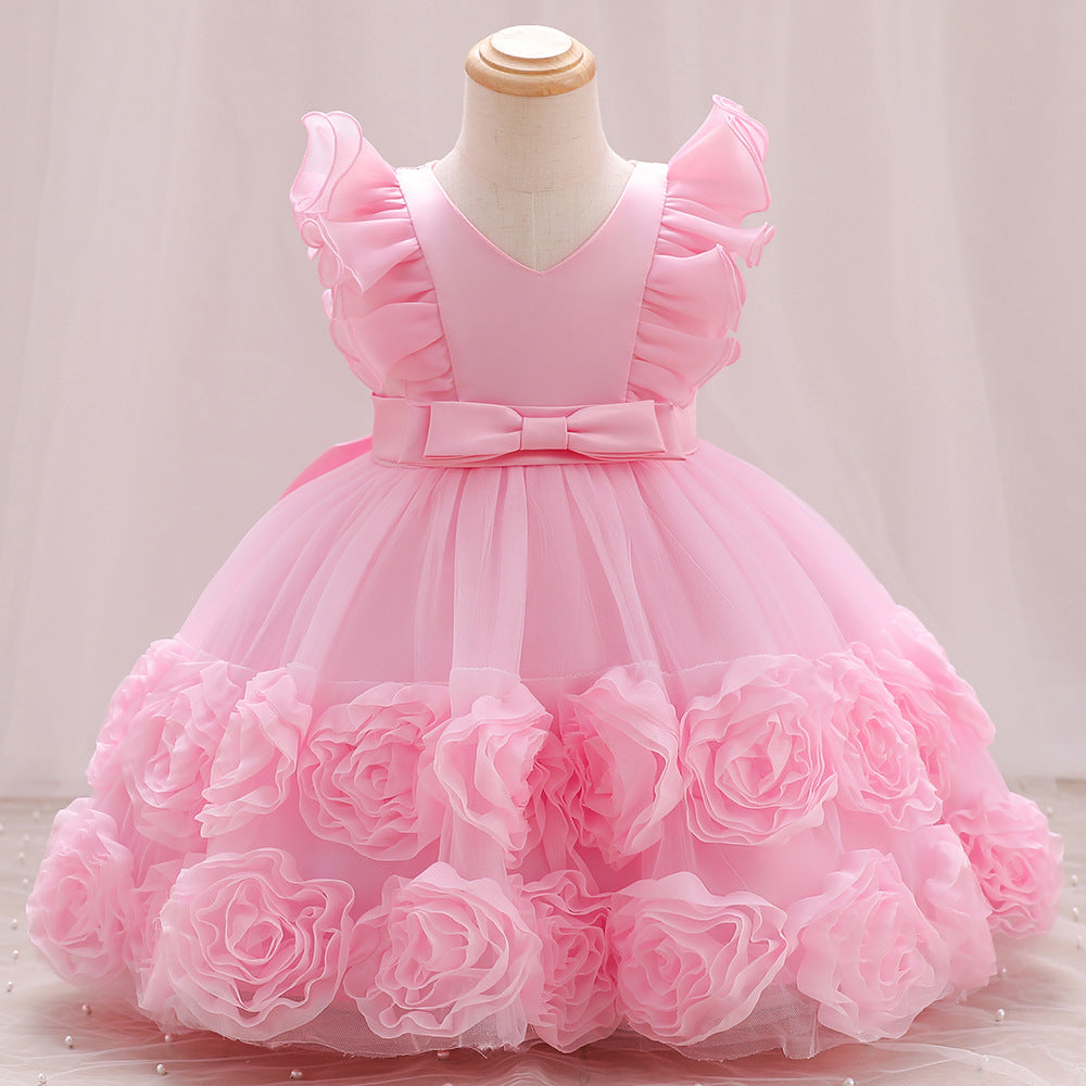 Children's Party Dress Flowers Bow