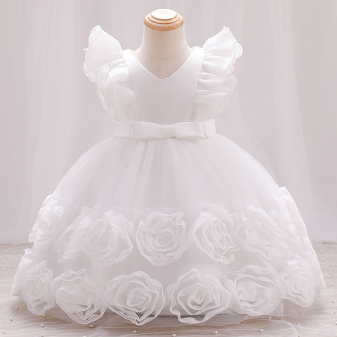 Children's Party Dress Flowers Bow