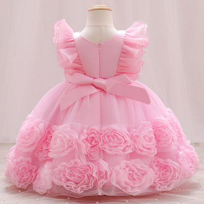 Children's Party Dress Flowers Bow