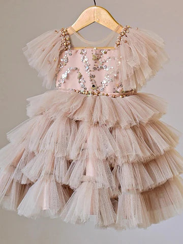 Children's Party Dress withe Rhinestones Tulle Puff