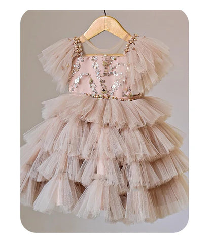 Children's Party Dress withe Rhinestones Tulle Puff