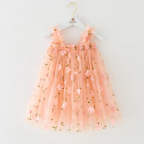 Children's Dress Tulle Flowers and Butterflies