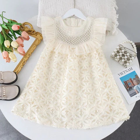 Children's Dress Flowers and Collar Pearls