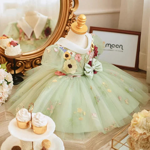 Enchanted Garden Green Children's Dress