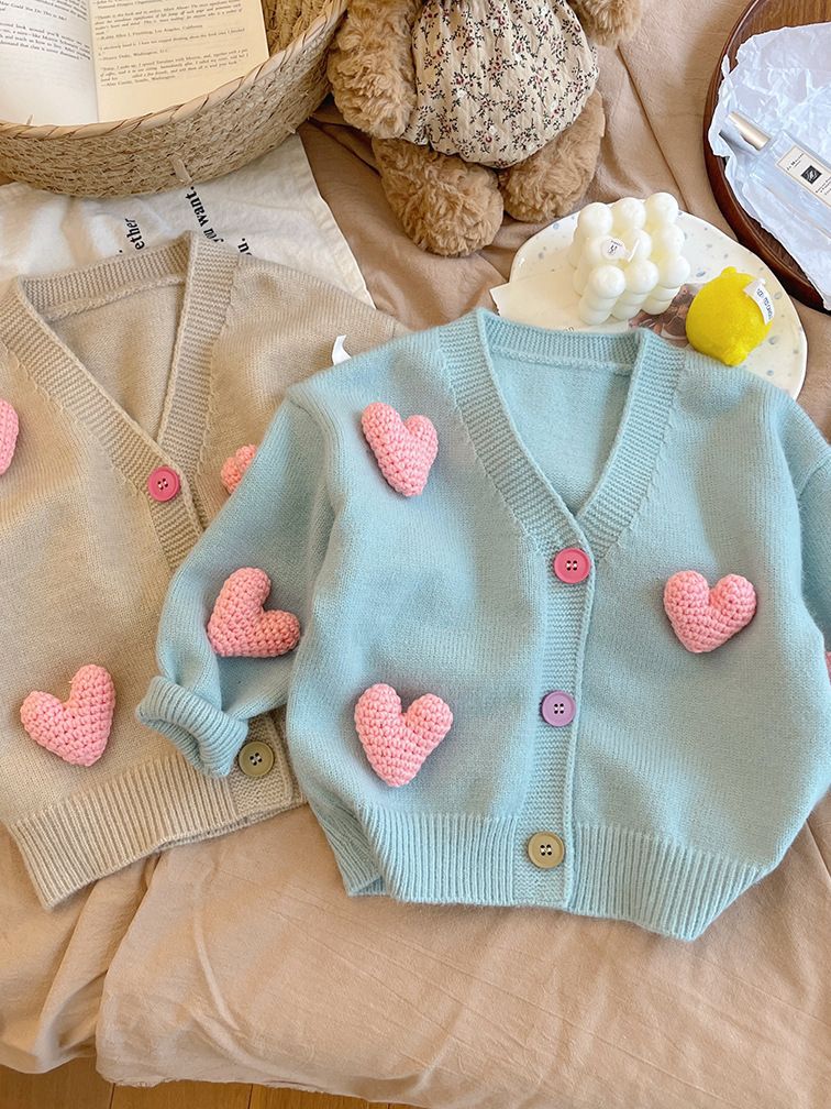 Women's Children's Cardigan Knitted Little Hearts