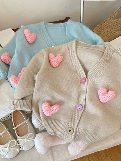 Women's Children's Cardigan Knitted Little Hearts