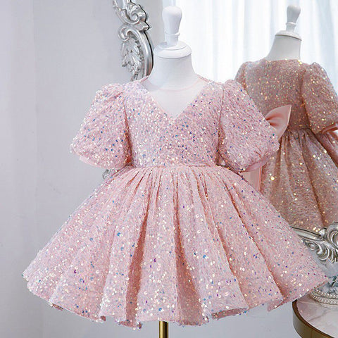 Shiny Bowknot Children's Party Dress