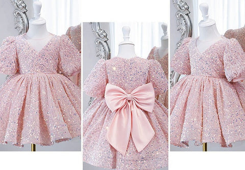 Shiny Bowknot Children's Party Dress