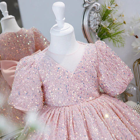 Shiny Bow Children's Party Dress