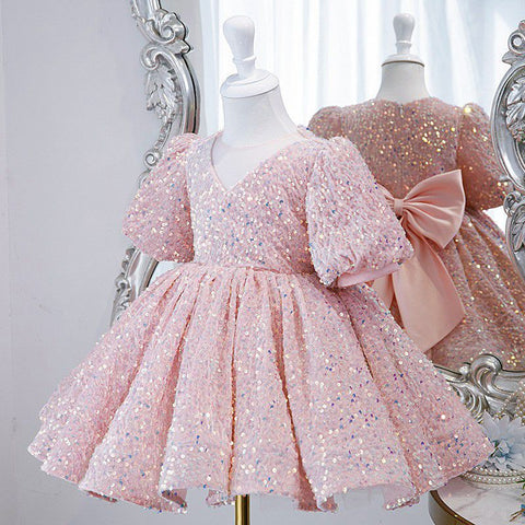 Shiny Bowknot Children's Party Dress