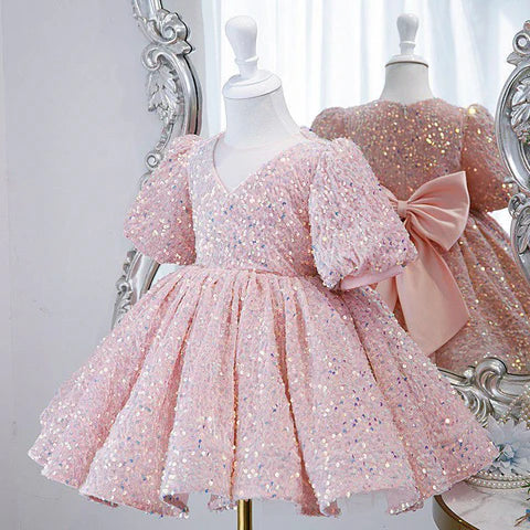 Shiny Bow Children's Party Dress