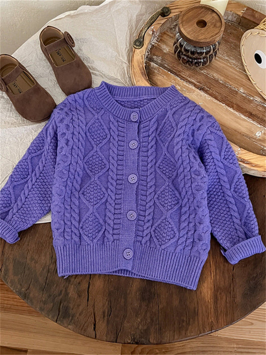 Women's Children's Knitted Button Coat