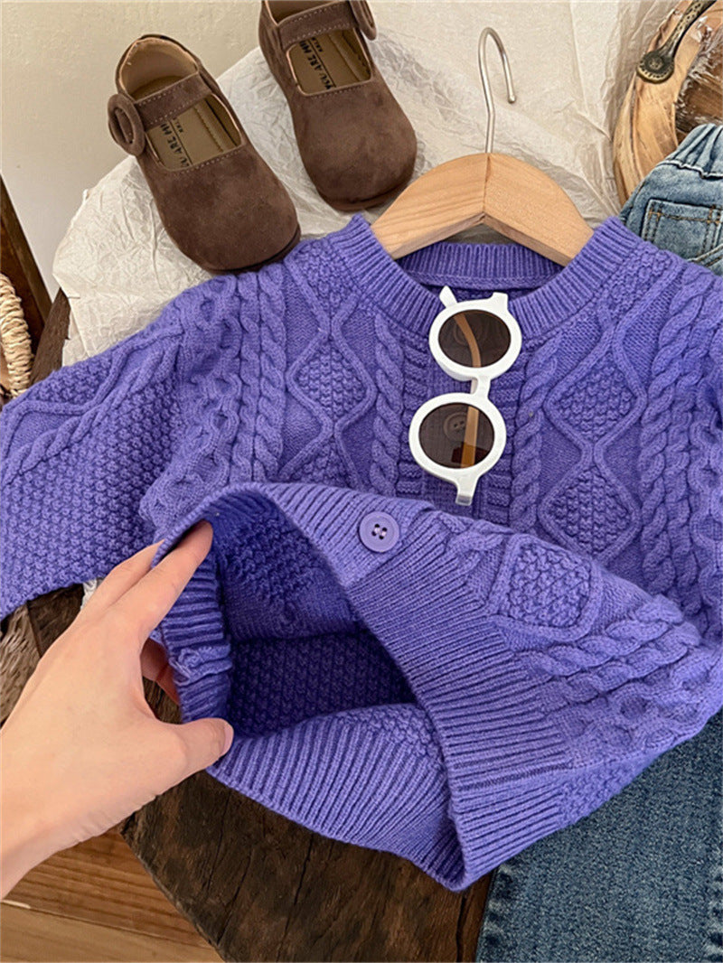 Women's Children's Knitted Button Coat