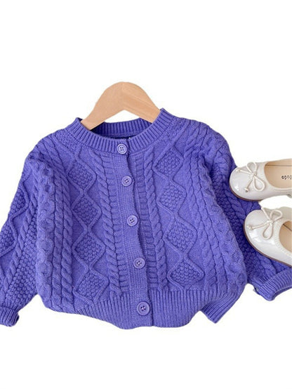 Women's Children's Knitted Button Coat