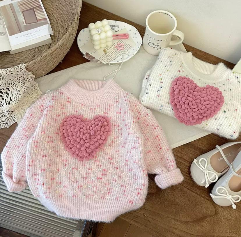 Women's Children's Knitted Heart Blouse