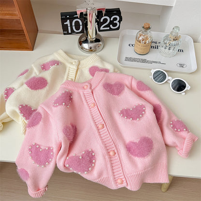 Cardigan Infantil Pérolas Coraçõeszinhos