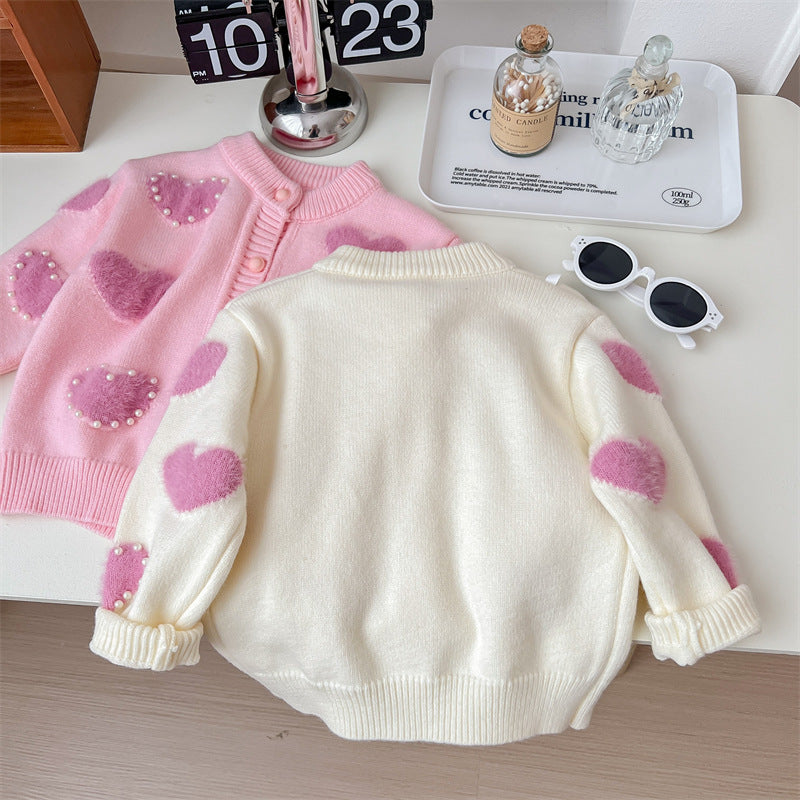 Cardigan Infantil Pérolas Coraçõeszinhos