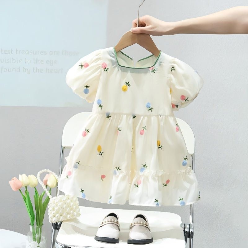 Children's Dress with Flowers and Bow