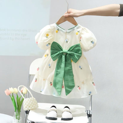 Children's Dress with Flowers and Bow