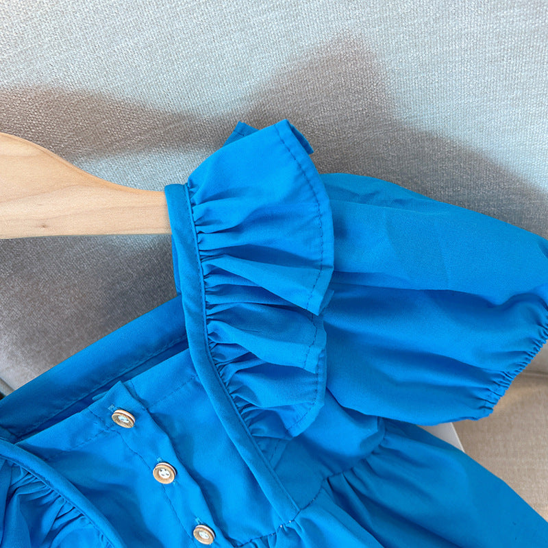 Blue Children's Dress Little Buttons