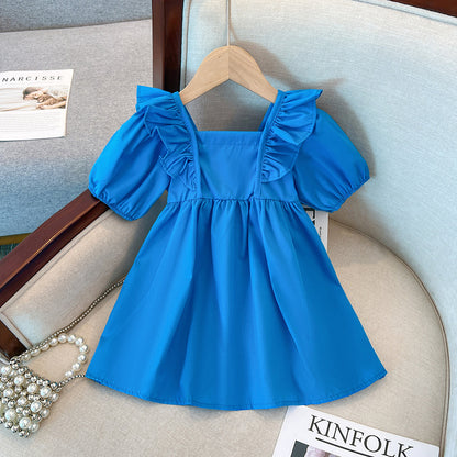 Blue Children's Dress Little Buttons