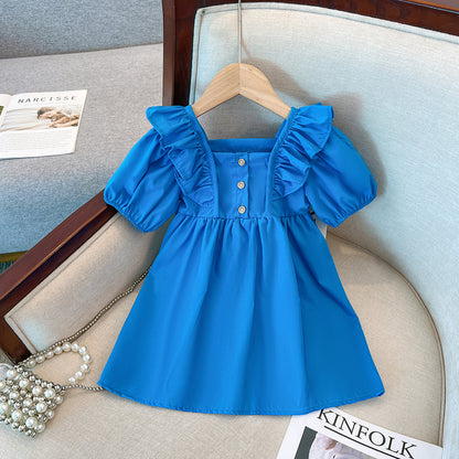 Blue Children's Dress Little Buttons