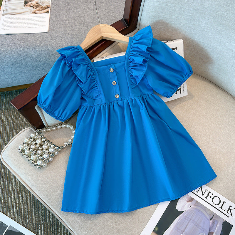 Blue Children's Dress Little Buttons