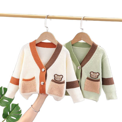 Children's Knitted Bear Pockets Jacket