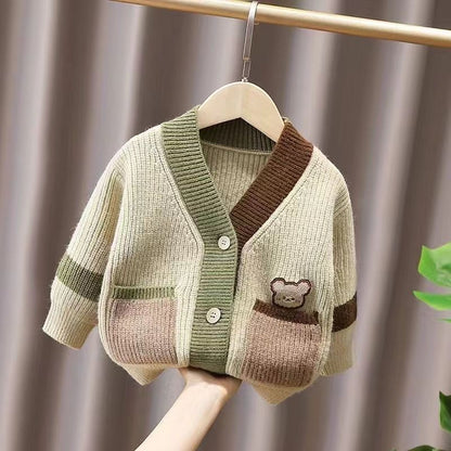 Children's Knitted Bear Pockets Jacket