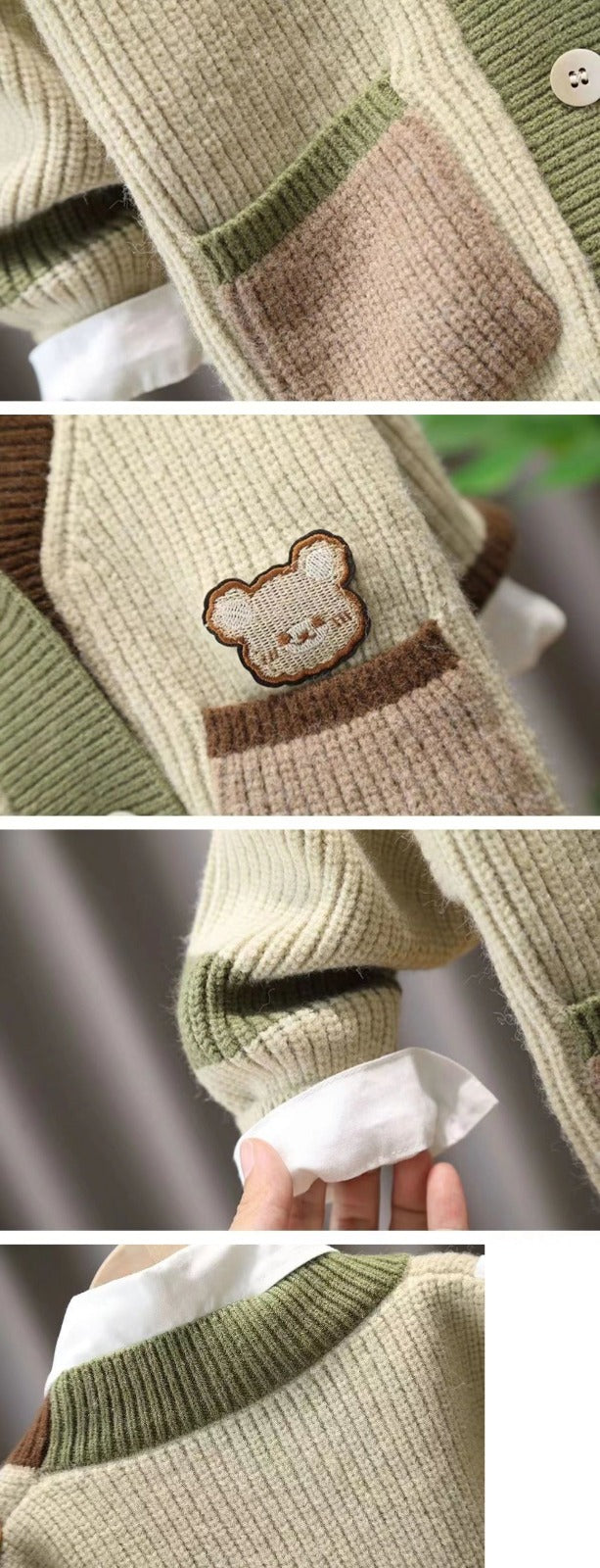 Children's Knitted Bear Pockets Jacket