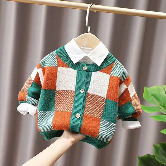 Men's Children's Knitted Plaid Golinha Jacket