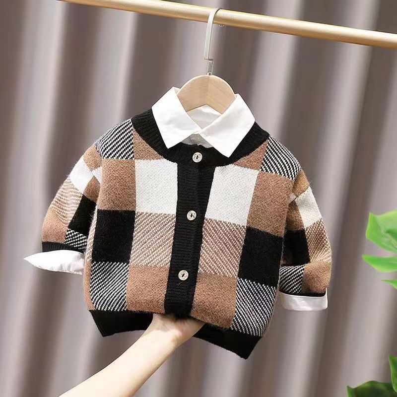 Men's Children's Knitted Plaid Golinha Jacket