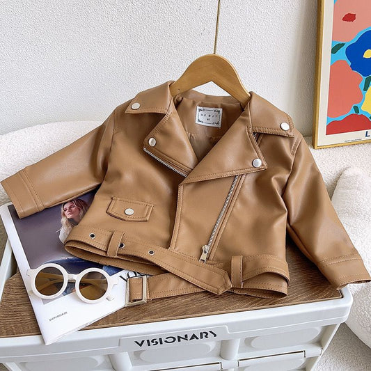 Children's Leather Jacket with Buttons