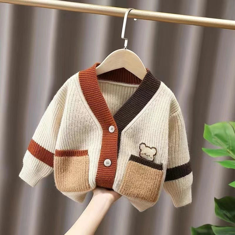 Children's Knitted Bear Pockets Jacket