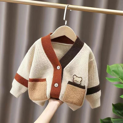 Children's Knitted Bear Pockets Jacket