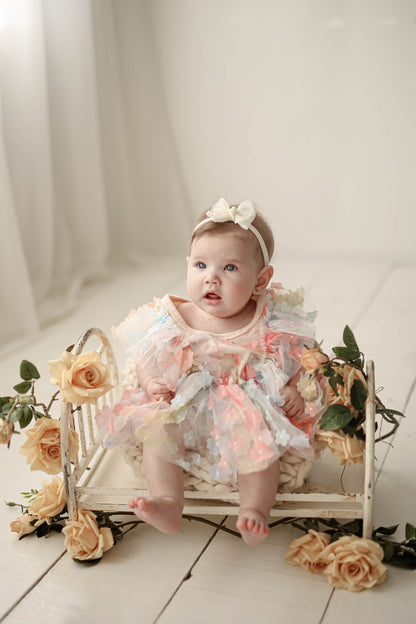 Children's Bodysuit Flowers Colors + Bow