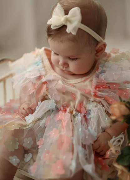 Children's Bodysuit Flowers Colors + Bow