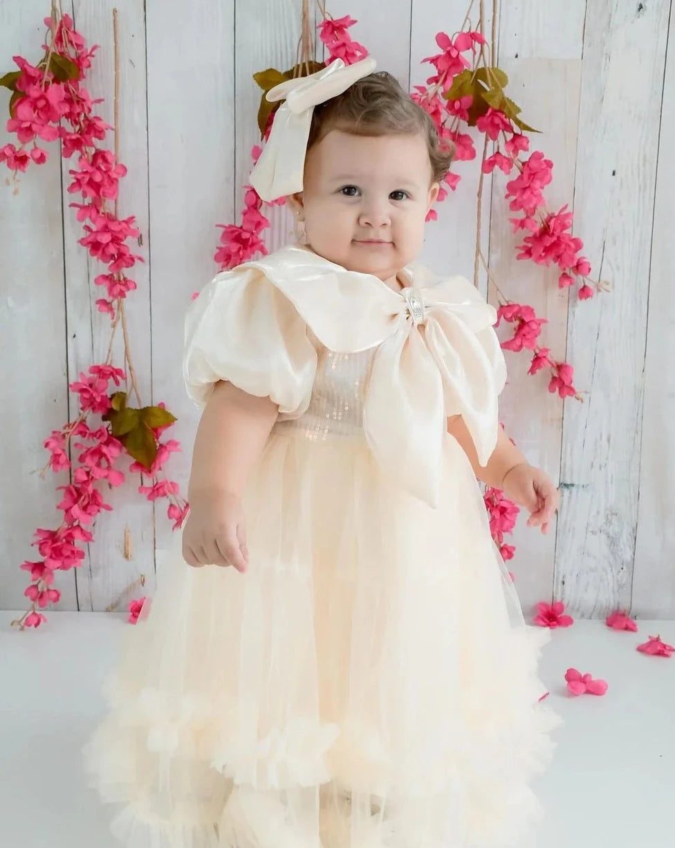 Children's Dress Tulle Collar Bow